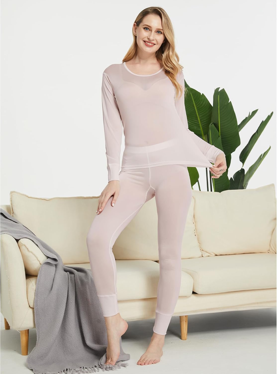 Conjunto ropa interior térmica seda morera mujer