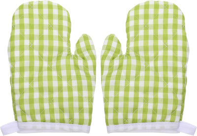 2 Guantes Horno Cocina Cuadros Rojos Seguros Barbacoa
