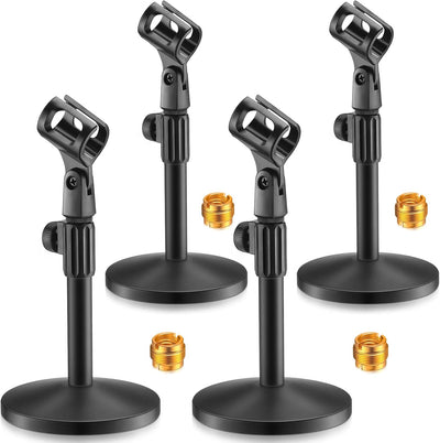 4 Pzas Soporte Micrófono Mesa Ajustable Base Metal
