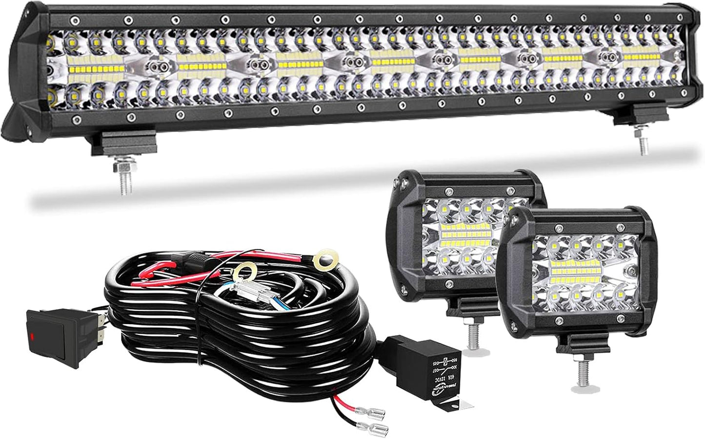 Barra luz LED 20pulg 420W triple fila antiniebla para camiones