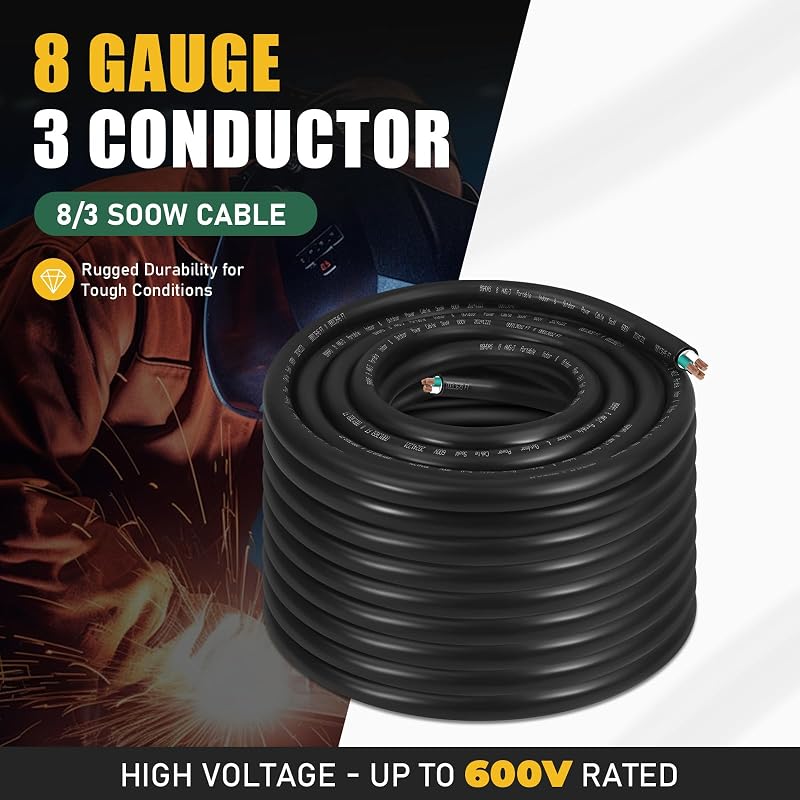 Cable alimentación portátil 75" 8 AWG para generador RV/EV