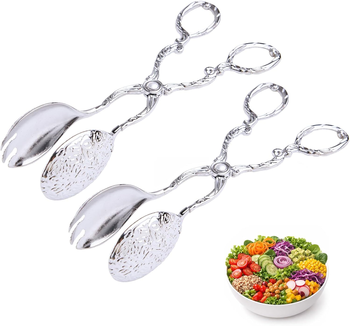 2 Pinzas Metal Vintage 8.5pulg Bufé Ensalada Cocina