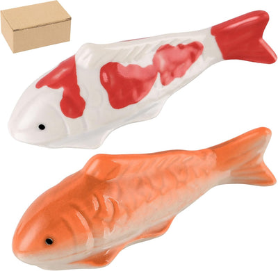 Juego 2 peces cerámica para acuario y jardín de hadas