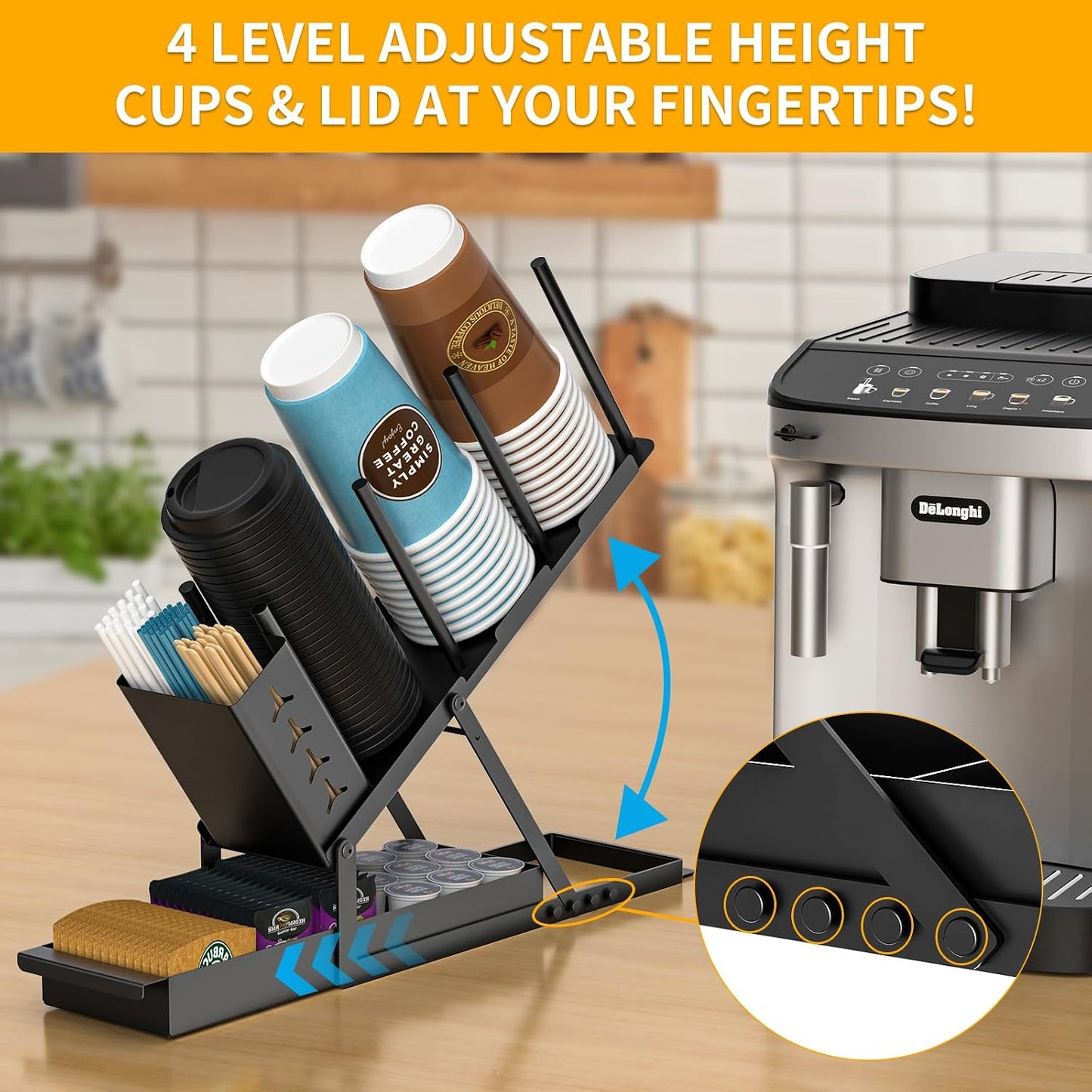 Soporte taza café 5 compartimentos ajustable 12-22oz