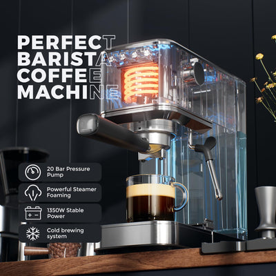 Máquina de café expreso con molinillo rápido y espumador de leche