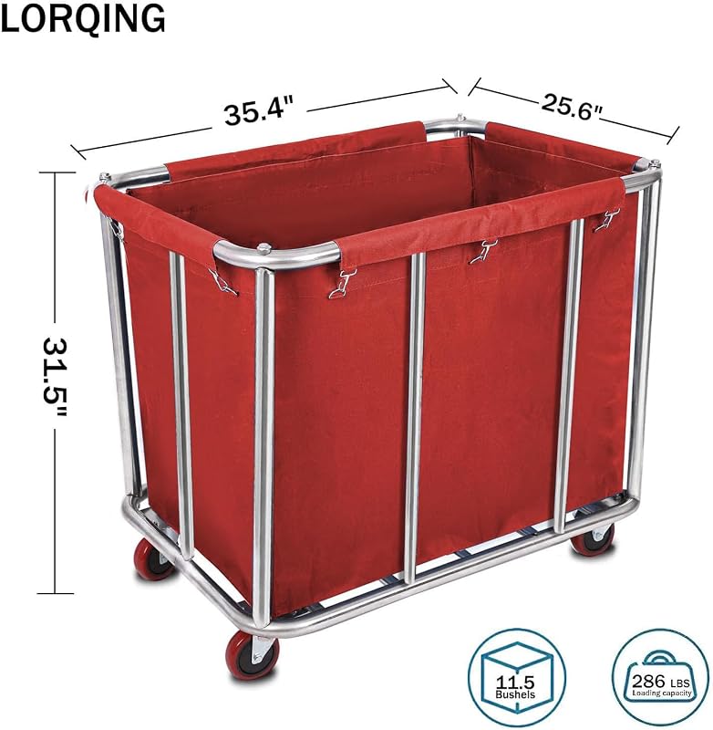 Carrito lavandería acero inox 260lb para hotel