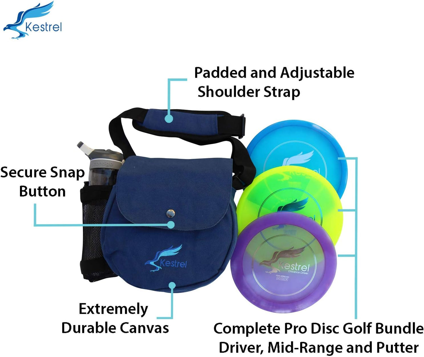 Set 3 discos golf bolsa azul conductor rango putter