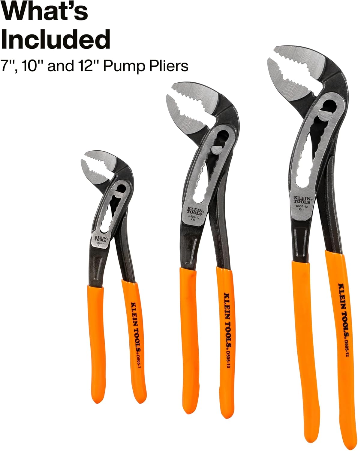 Set 3 Pzas Alicates Bomba 7-12pulg Klein D5053KIT