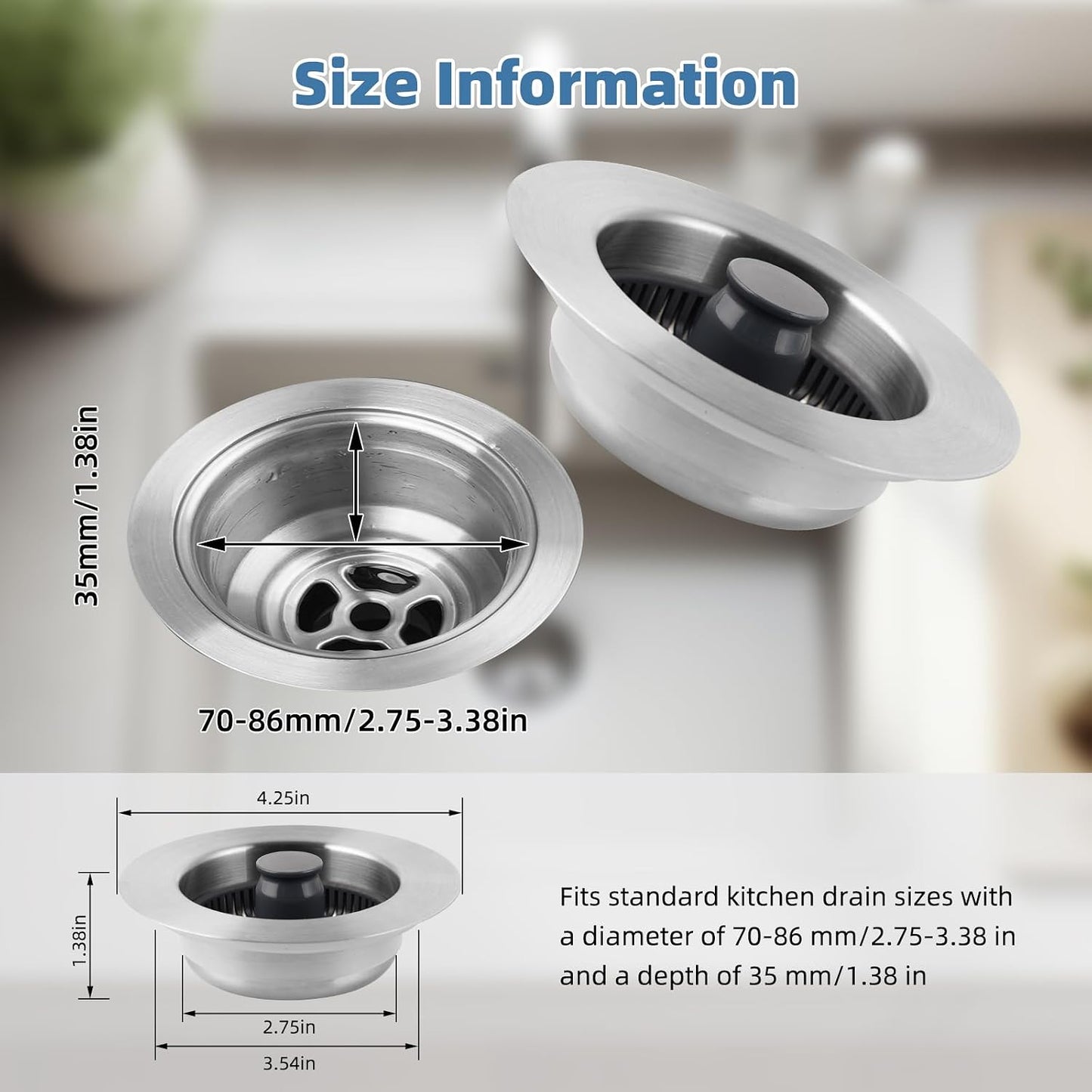 Colador acero inox 3en1 para fregadero antiatasco