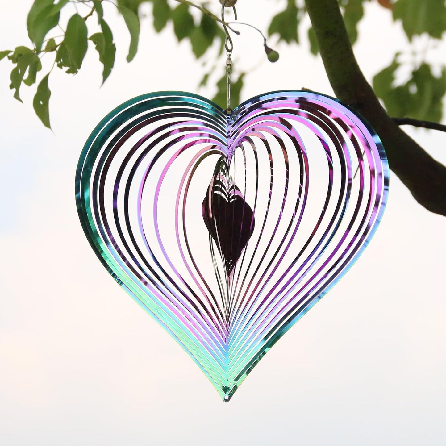 Molinillos viento decoración jardín 10pulg corazón morado