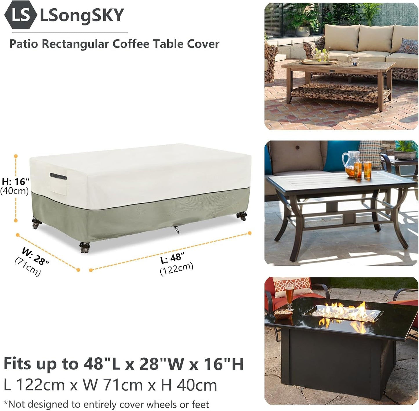 Funda mesa exterior 48x28" impermeable blanco y gris