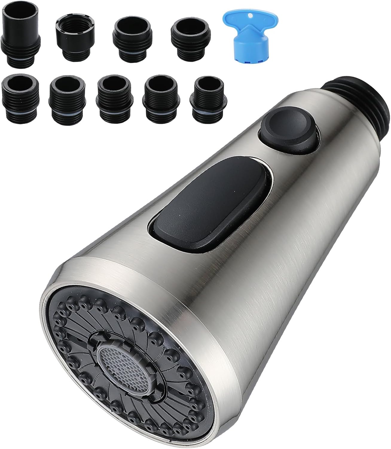 Cabezal grifo cocina níquel cepillado 9 adaptadores