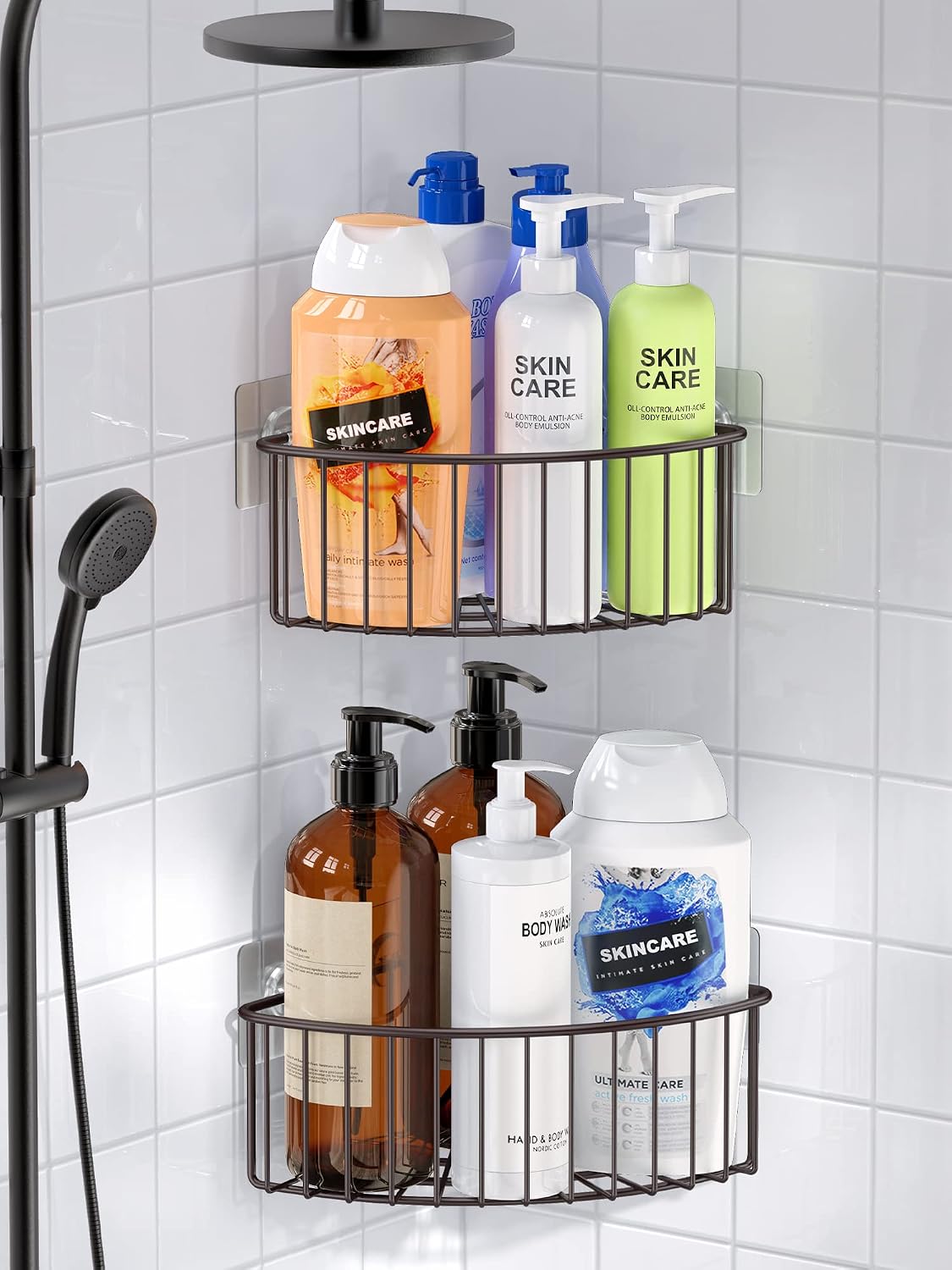 2 Cestas ducha esquineras acero inox SUS304 con adhesivo