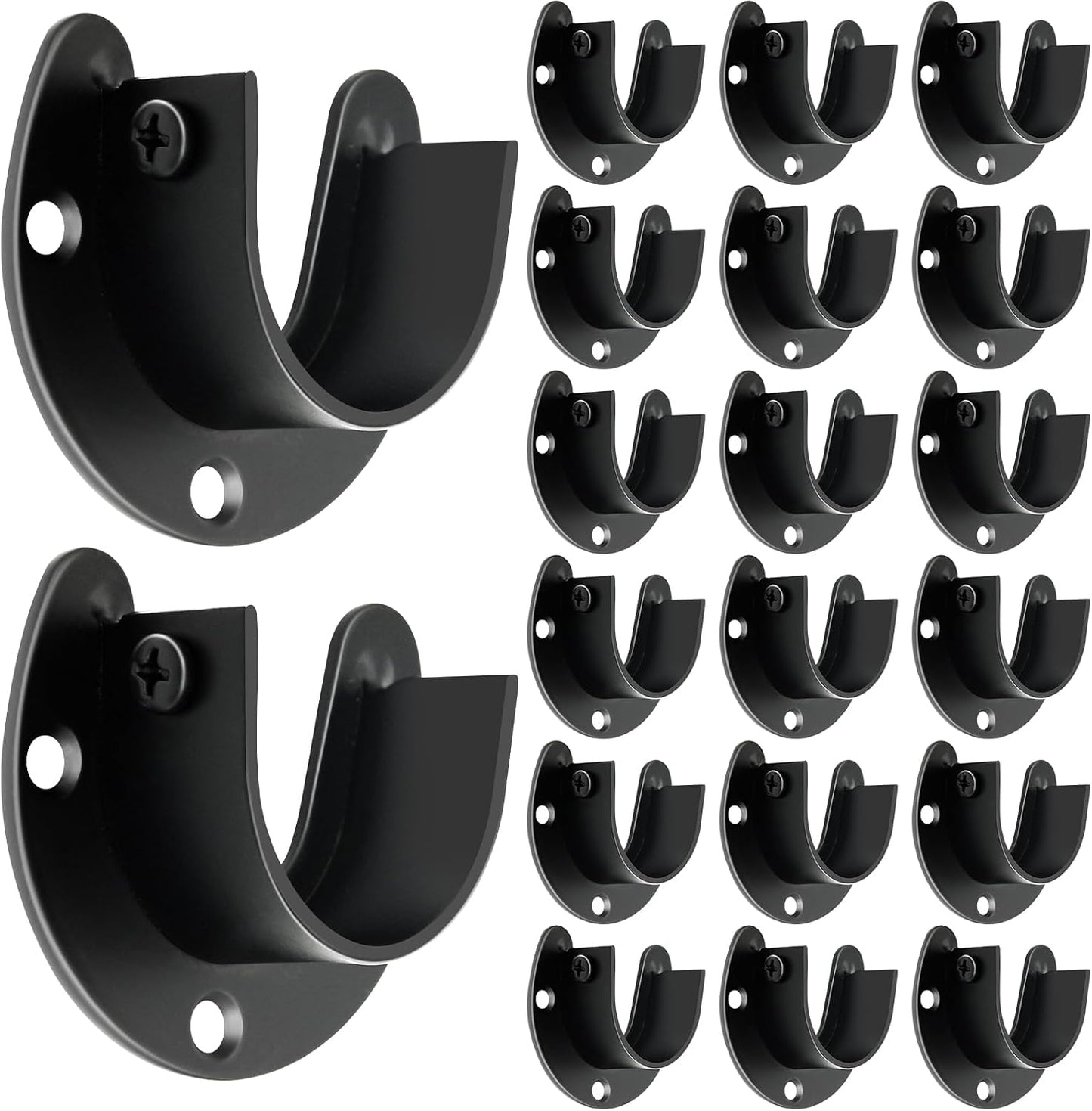 Soporte barra armario acero inox negro 1.25" 20 Uds