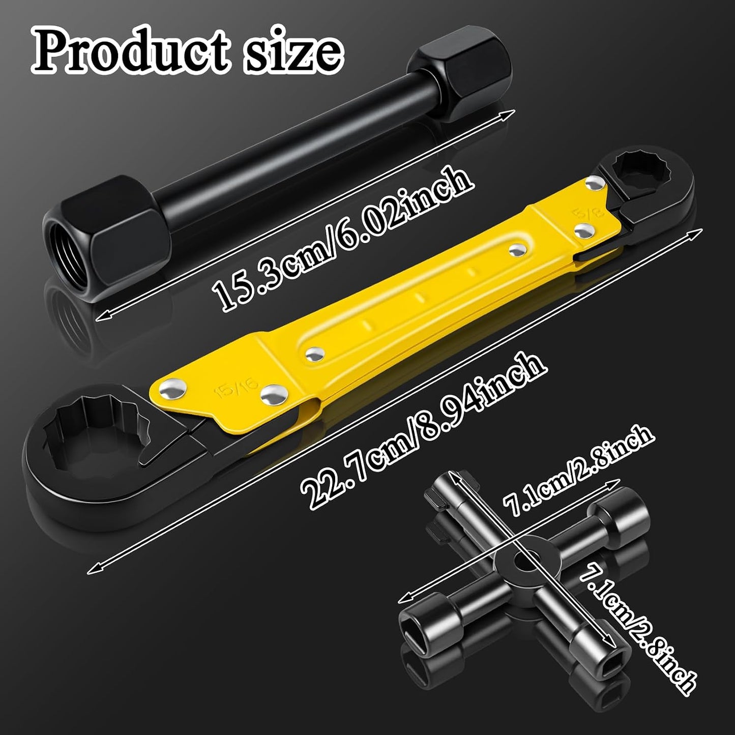 Kit llave angular fontanero para tope y tuercas amarillo