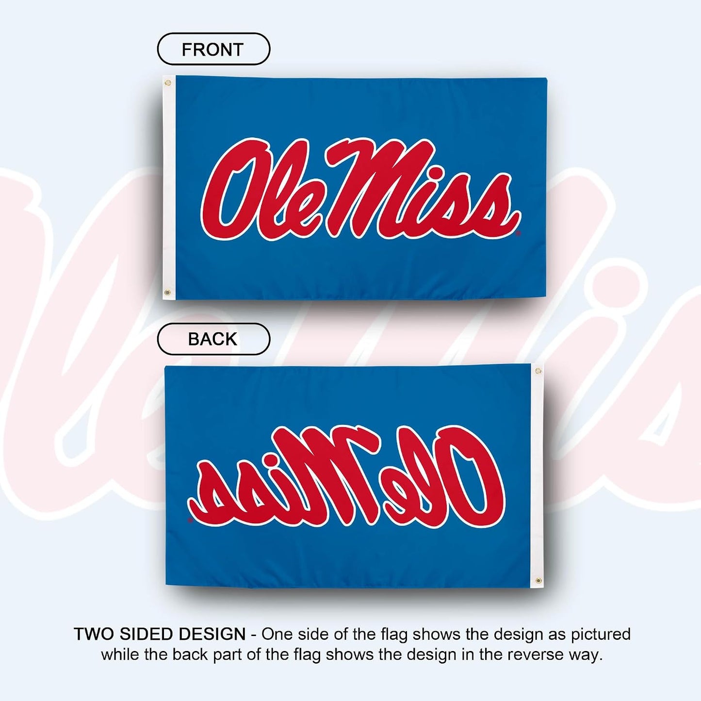 Bandera Ole Miss 3x5ft 100% poliéster interiores exteriores