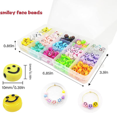 375 Cuentas Sonrientes Coloridas 0.39pulg para Joyas y Manualidades