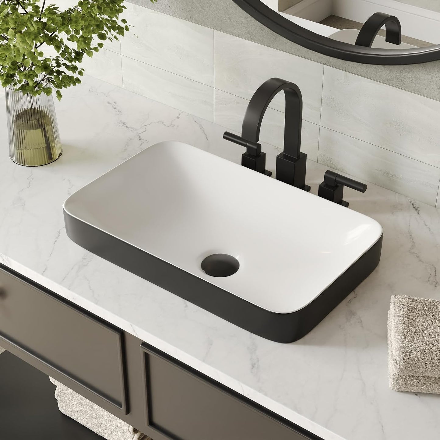 Lavabo rectangular cerámica baño 48x29.5cm