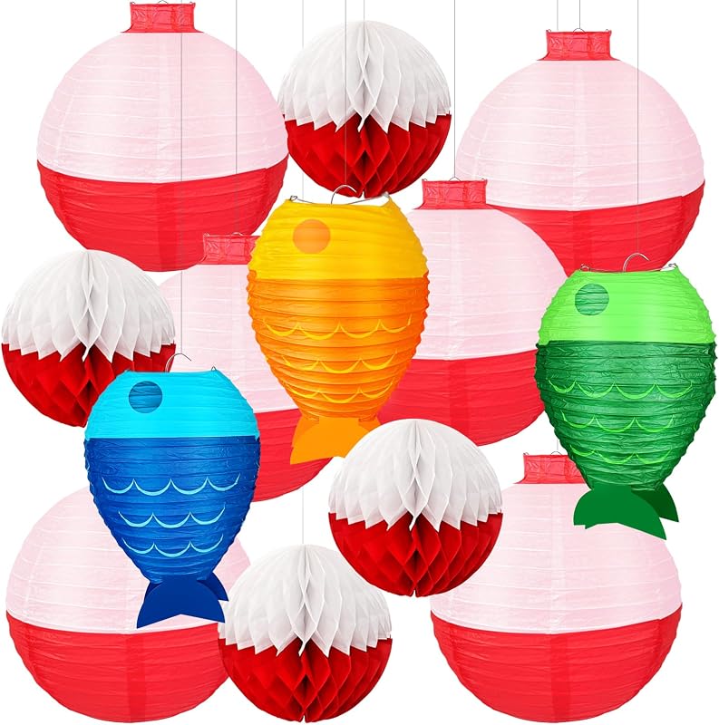 13 Linternas papel pesca forma pez decoración fiesta temática