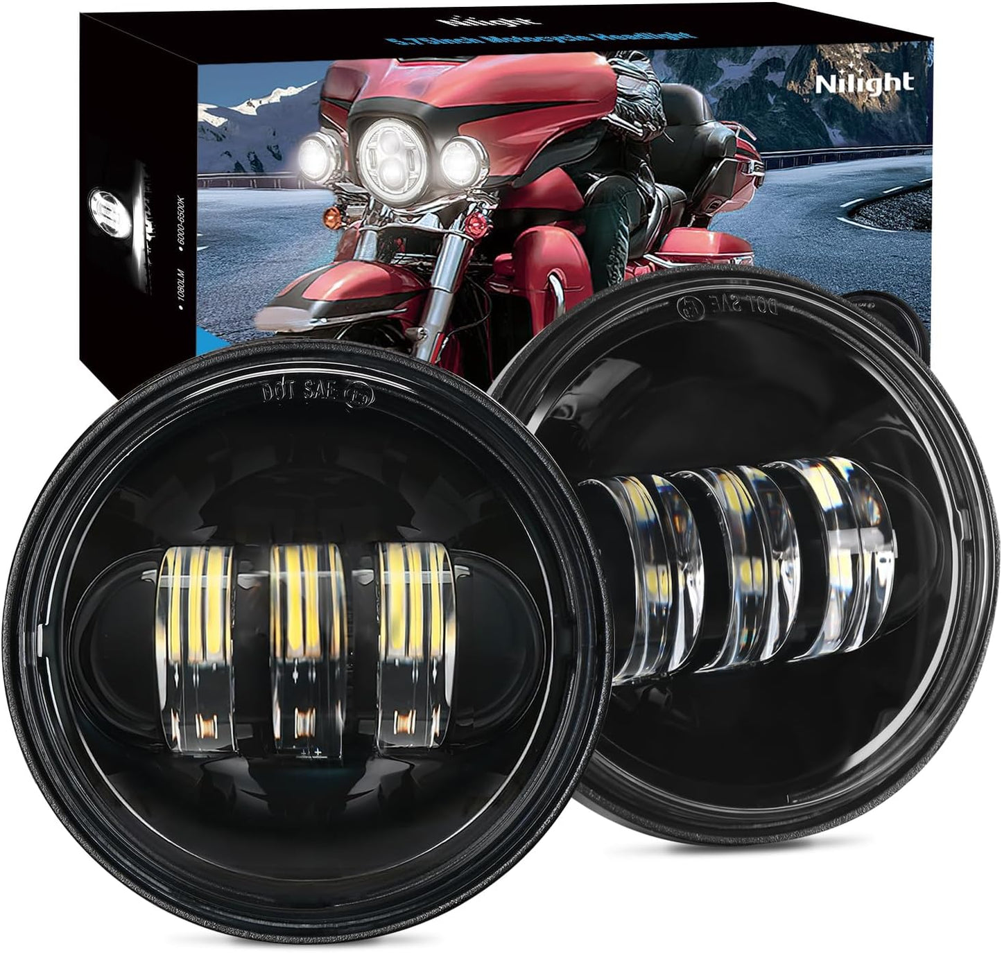 2 Luces Antiniebla LED 4.5" Motocicleta Negro