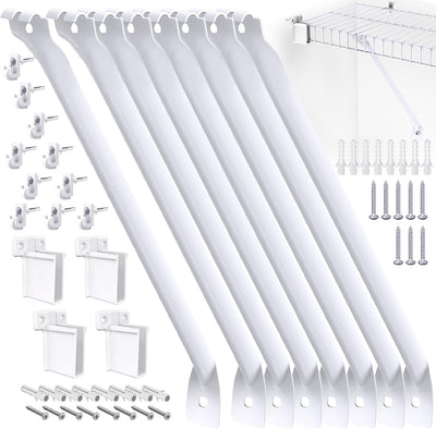 8 Soportes Estante Alambre 12" con Clips y Soportes