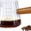 Vasos medidores vidrio 6oz con asa café leche transparente