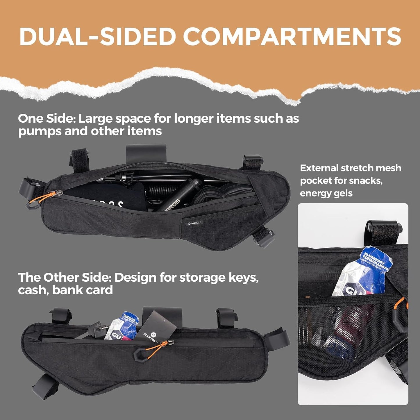 Bolsa bicicleta impermeable tela nailon 5 puntos
