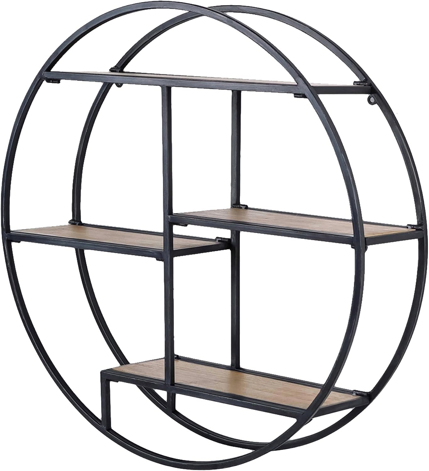 Estantes pared industrial 3 niveles madera soporte metal 24"