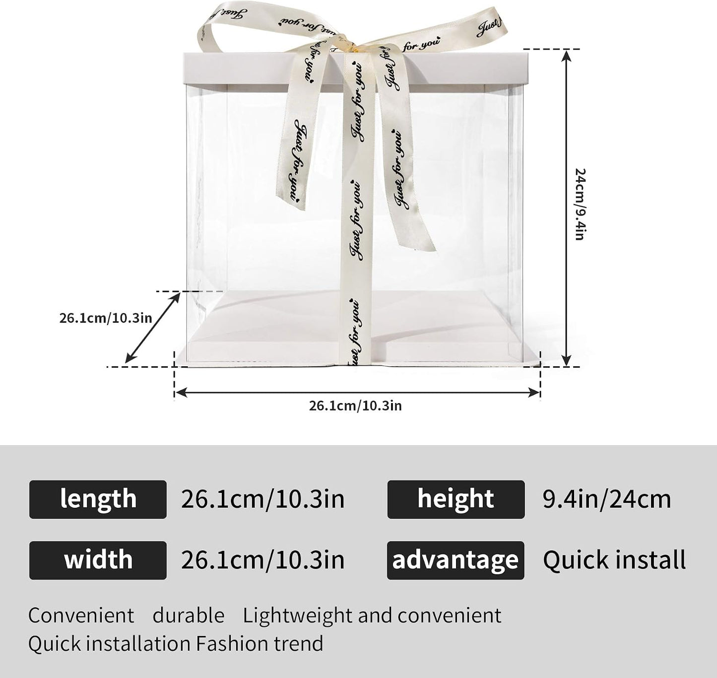 Caja transparente tartas 10x10" set 2 blanco