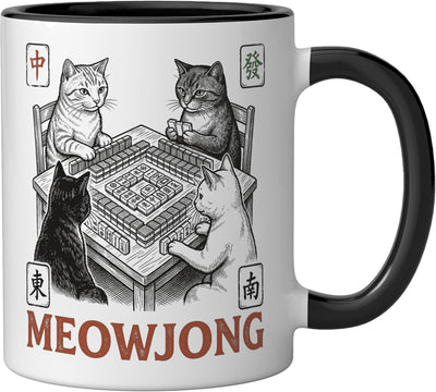 Taza cerámica Funny Cat Playing Mahjong para mujer