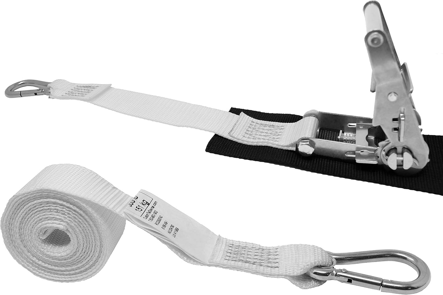 Correa trinquete acero inox 1.5pulg con mosquetón