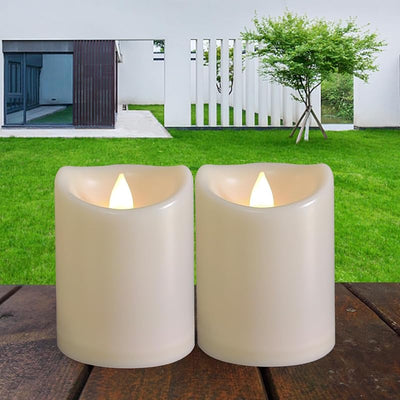 2 Pzas Velas LED Impermeables Exteriores 7.6x10.2cm