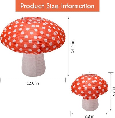 4 Pzas Linternas Papel Forma Hongo 8-12pulg Decoración