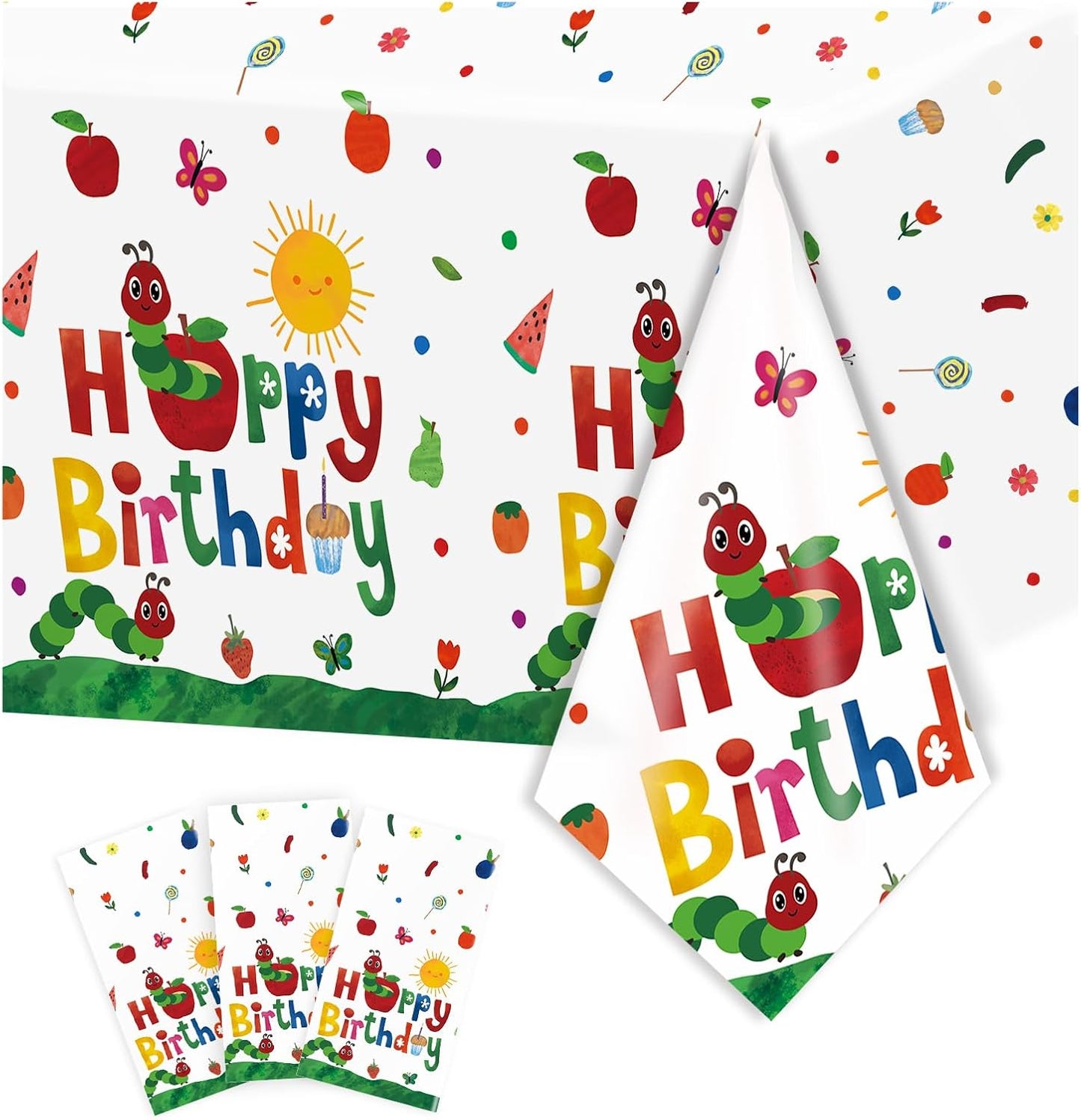 Mantel de plástico para cumpleaños de 1 año Very Hungry Bug 54x108 cm