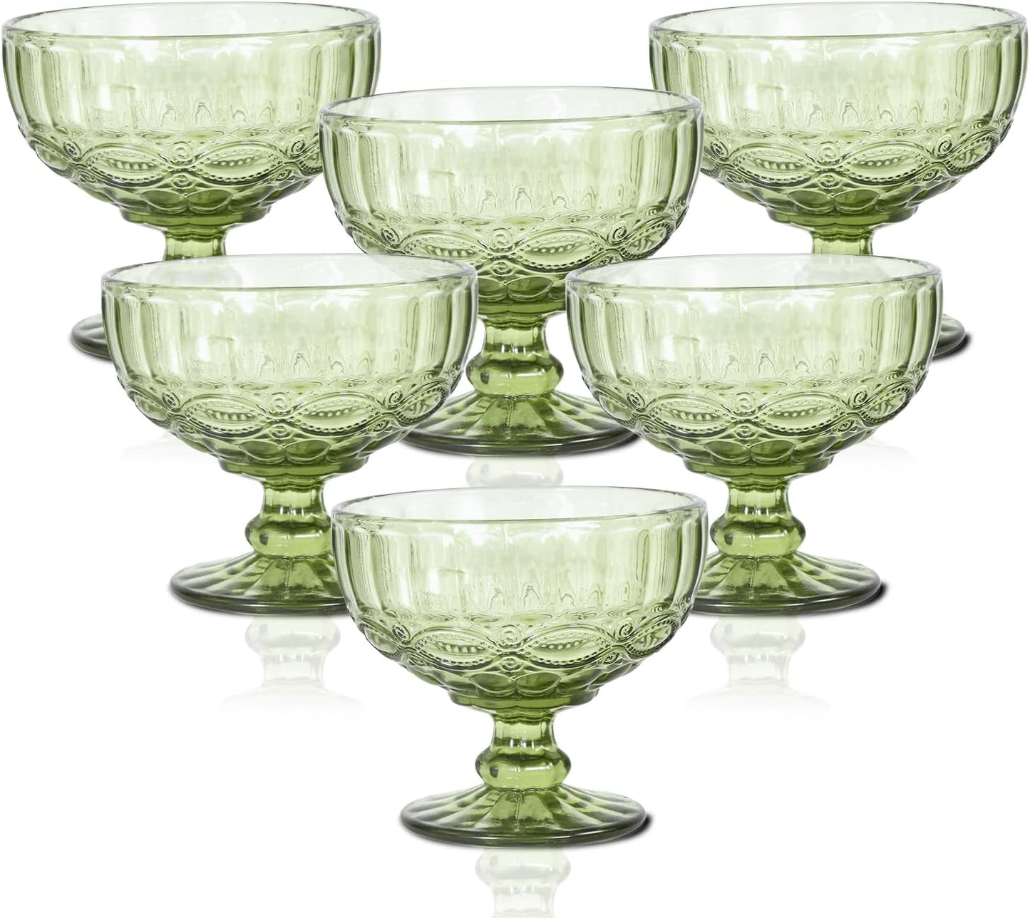6 Pzas Cuencos Vidrio Helado Patrón Vintage