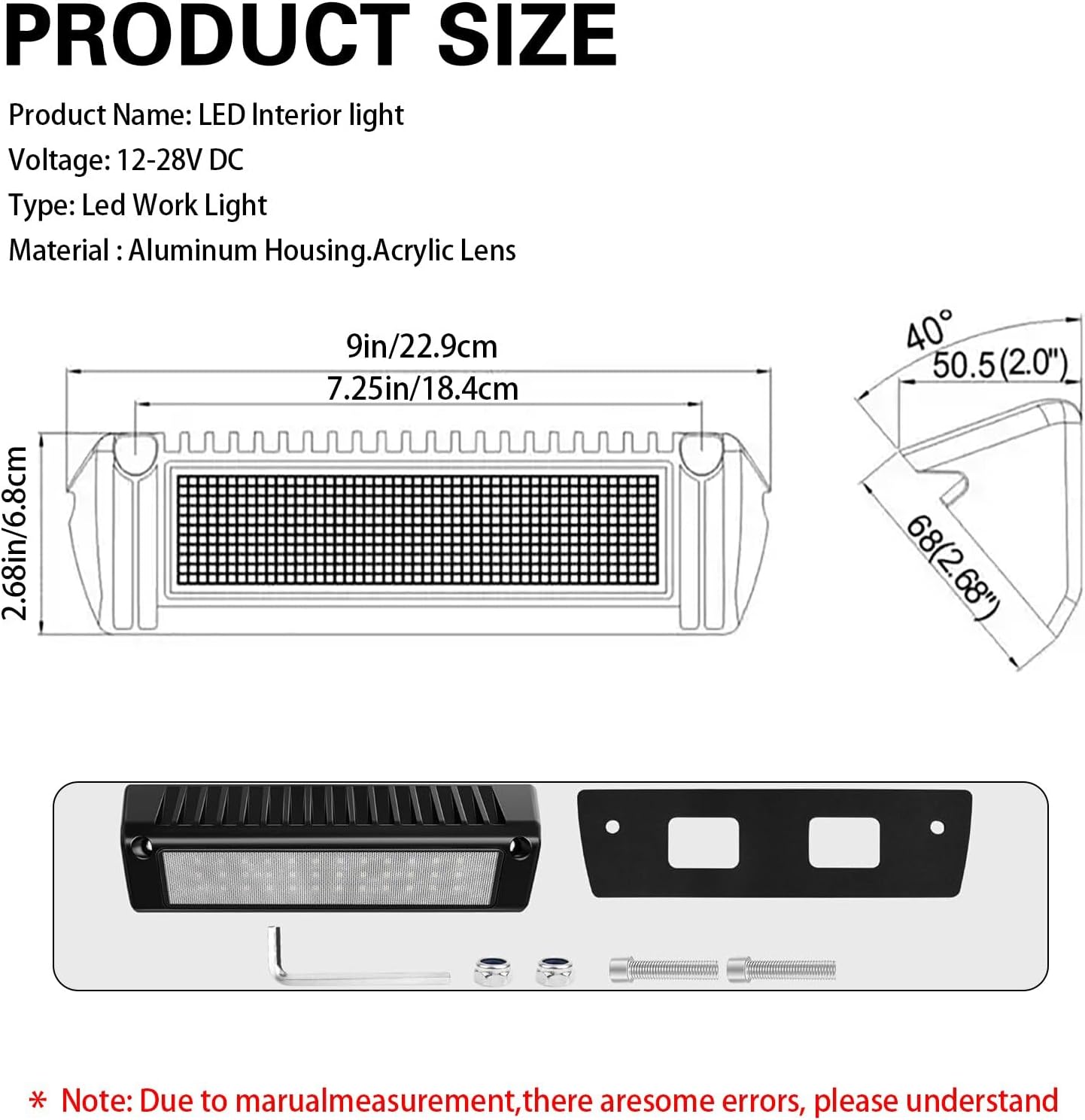 Lámpara LED inundación exterior 9" RV barco campista