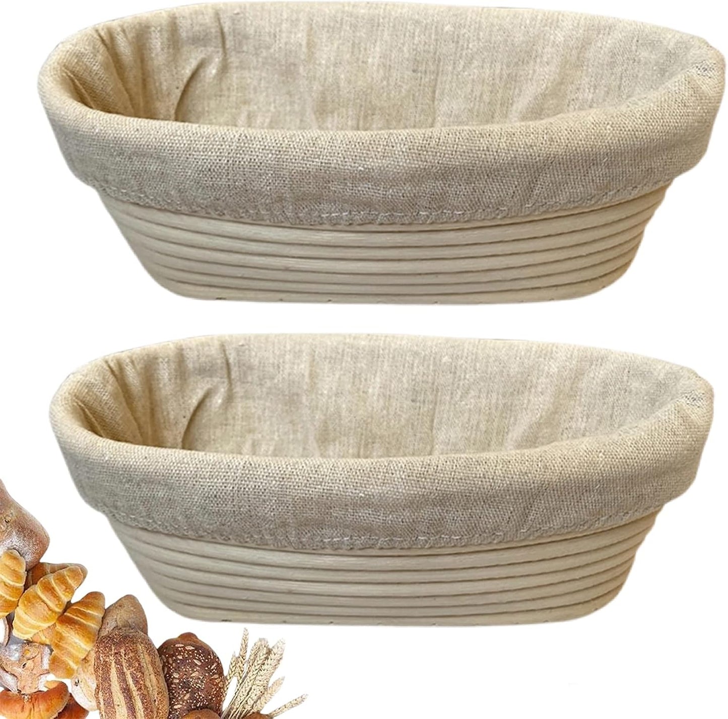 Set 2 Cestas Ovaladas 10pulg para Panadería Artesanal