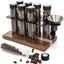 8 Viales Granos Café 2oz Vidrio Válvula Escape Madera