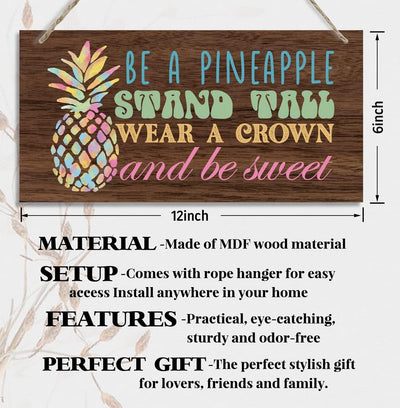 Placa madera temática piña para habitación niña
