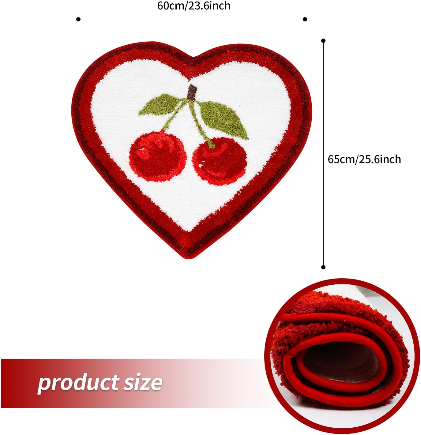 Alfombra ducha microfibra antiderrap forma corazón 25.6x23.6pulg