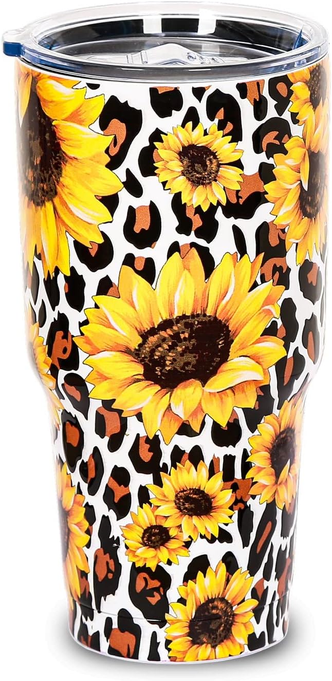 Vaso térmico acero inox con tapa regalo girasol