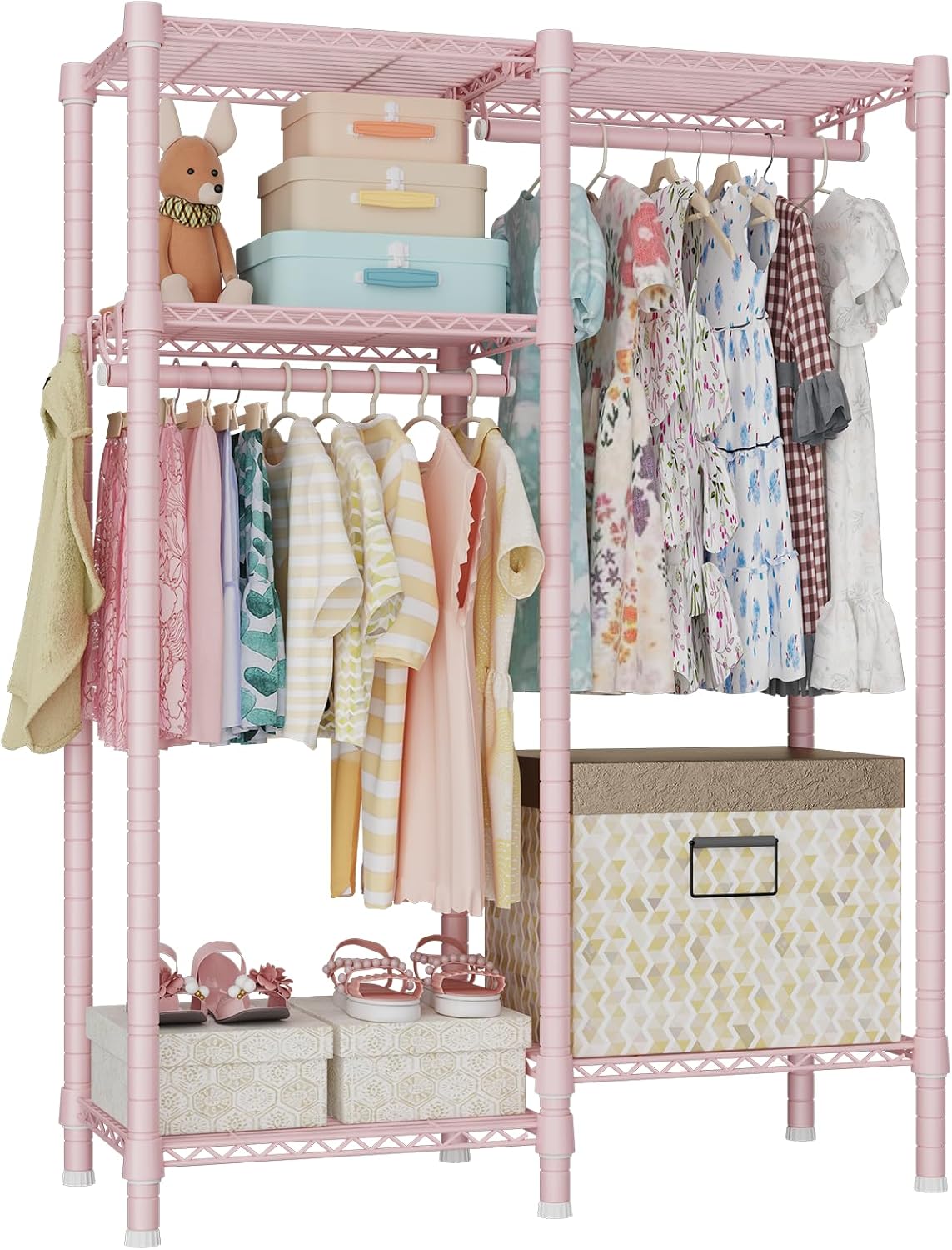 Perchero para niños 4 niveles metal rosa 31.2"