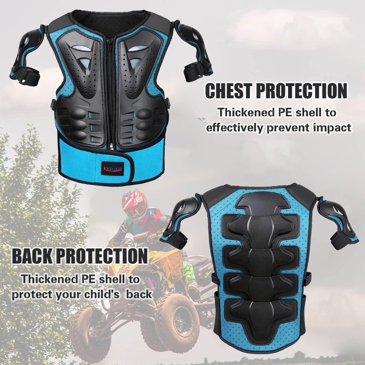 Chaleco motocross niños protege espalda pecho hombros
