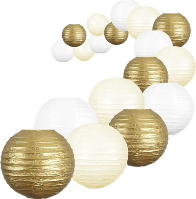 18 Faroles Papel Dorado Reutilizables para Boda Año Nuevo