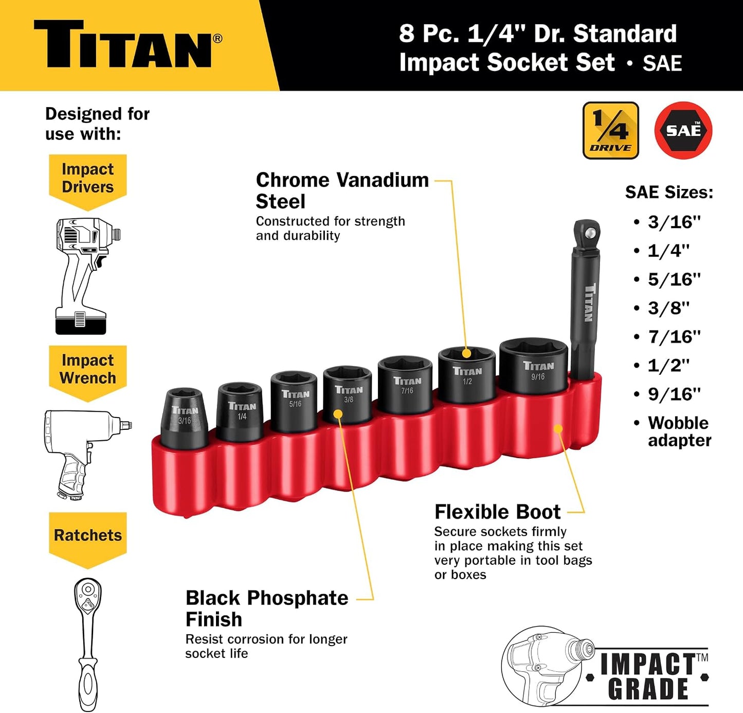 Set 8 Pzas Llaves Vaso SAE 3/16 a 9/16"