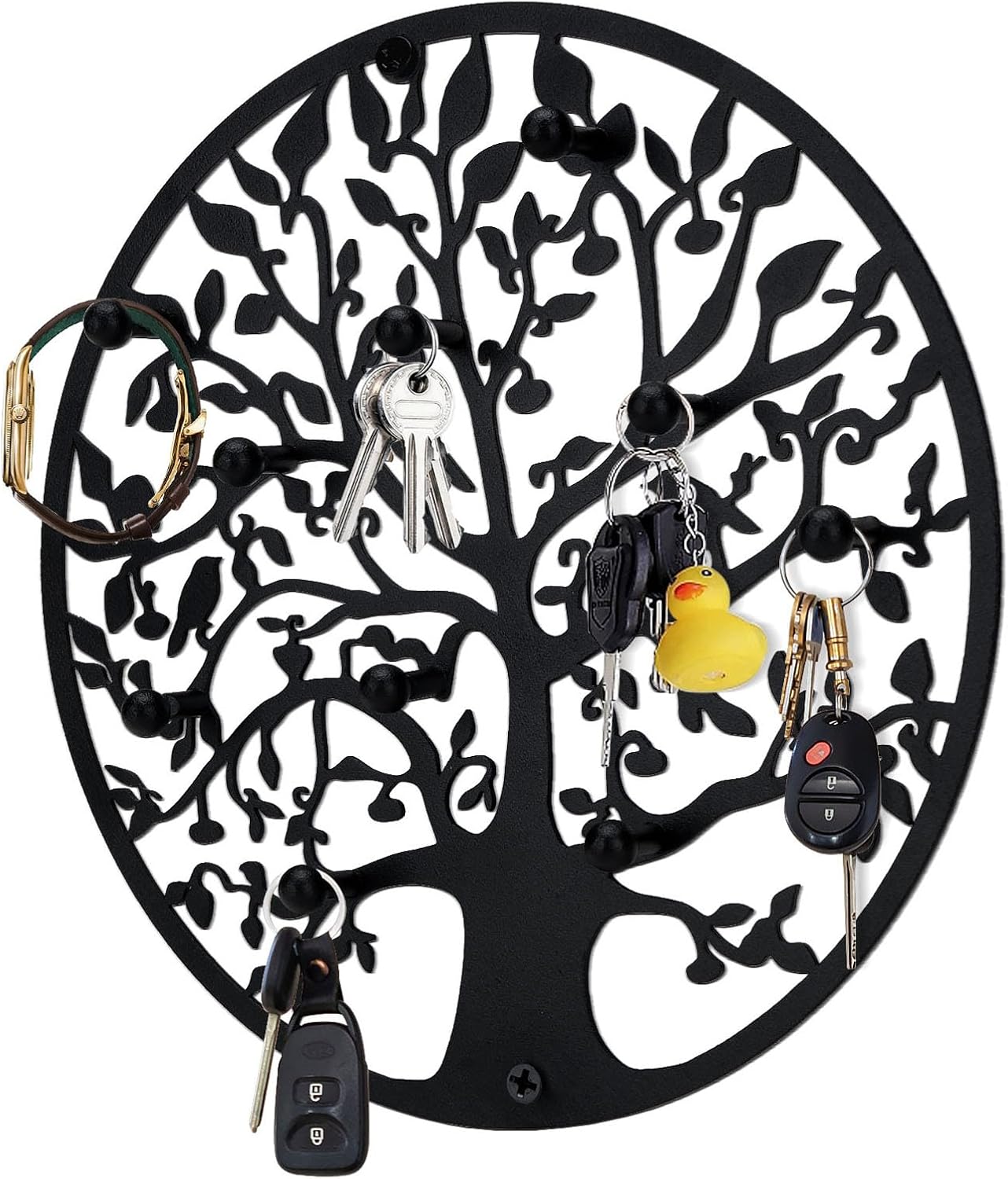 Soporte redondo para llaves pared 12" negro