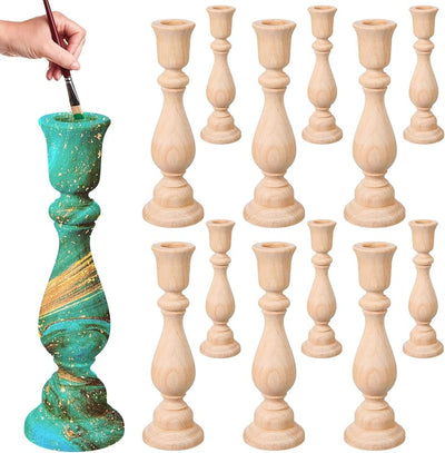 12 Portavelas Madera Sin Terminar 6pulg para Manualidades