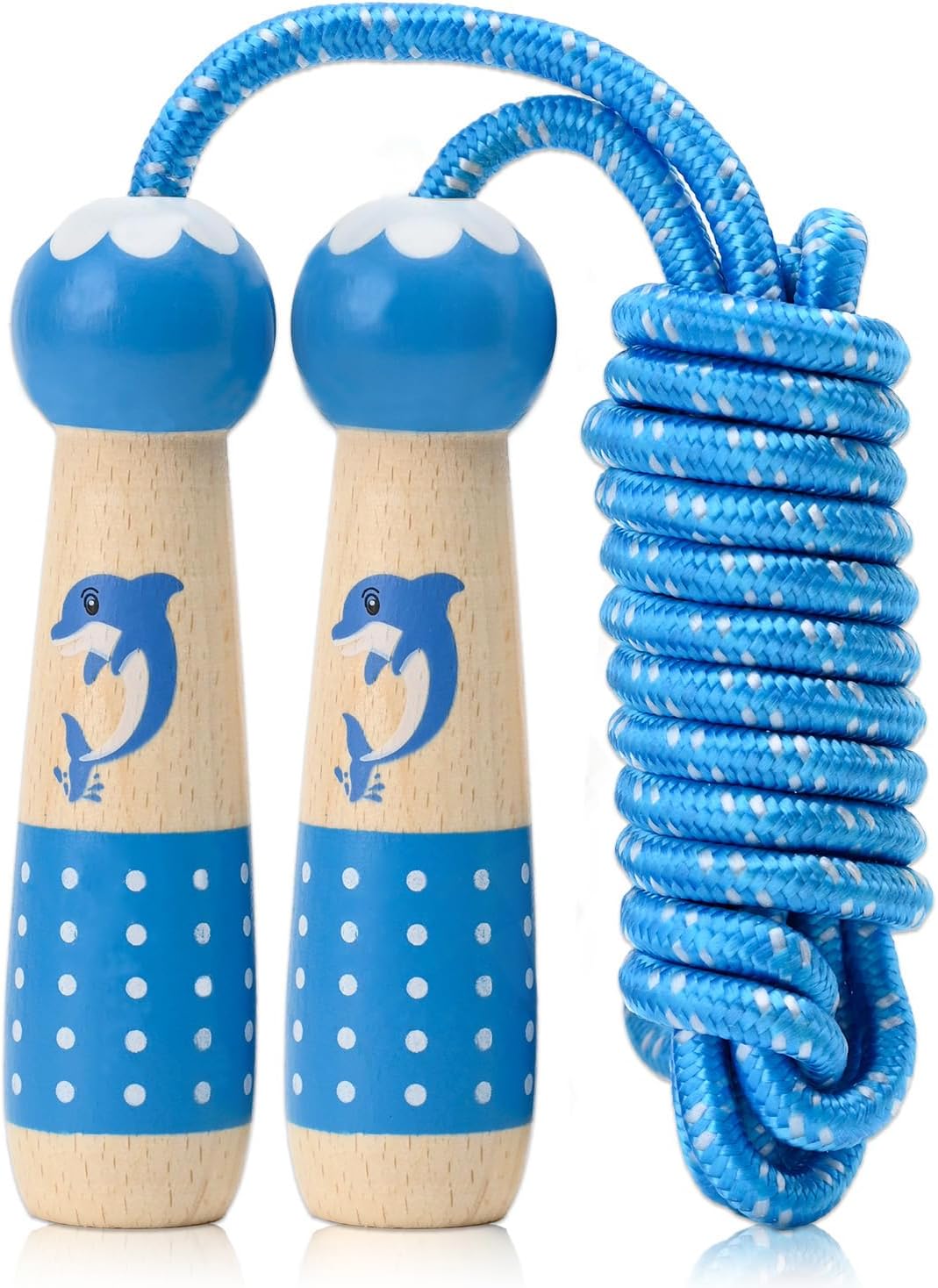 Cuerda saltar ajustable algodón 2.2m mango madera niños
