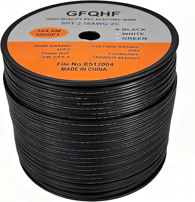Cable extensión SPT-2 negro 1000pies 18/2 UL