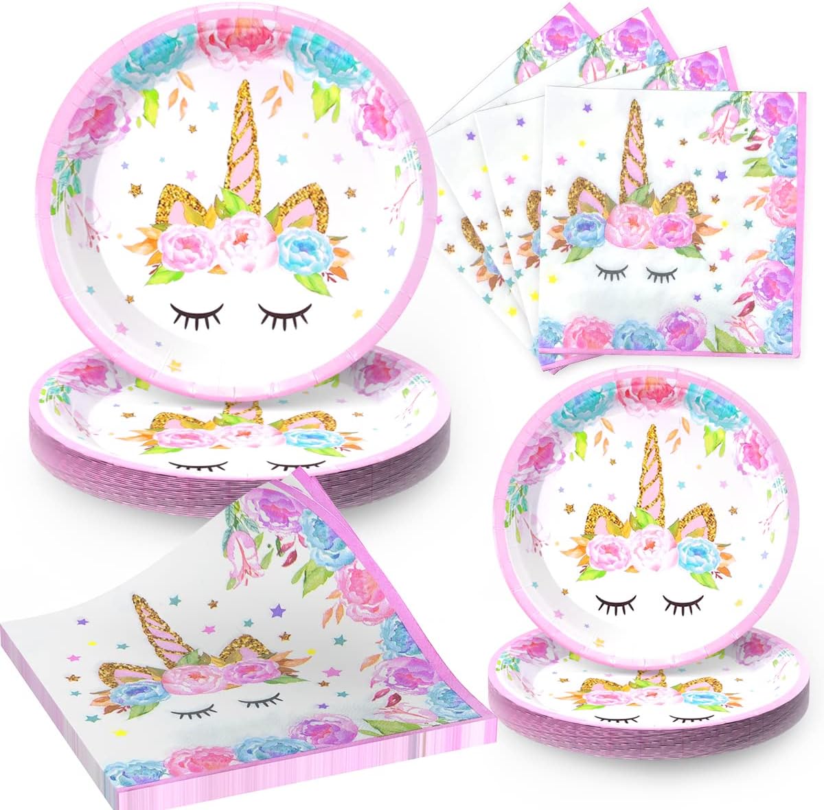 Servilletas unicornio fiesta cumpleaños niña 96 pzas